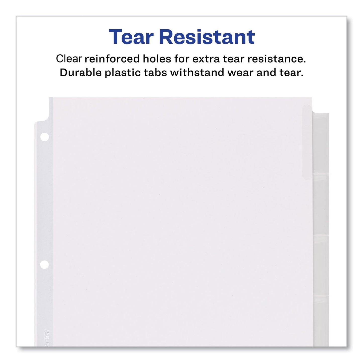 Avery Insertable Big Tab Dividers, 5-Tab, Single-Sided Copper Edge Reinforcing, 11.13 x 9.25, White, Clear Tabs, 1 Set