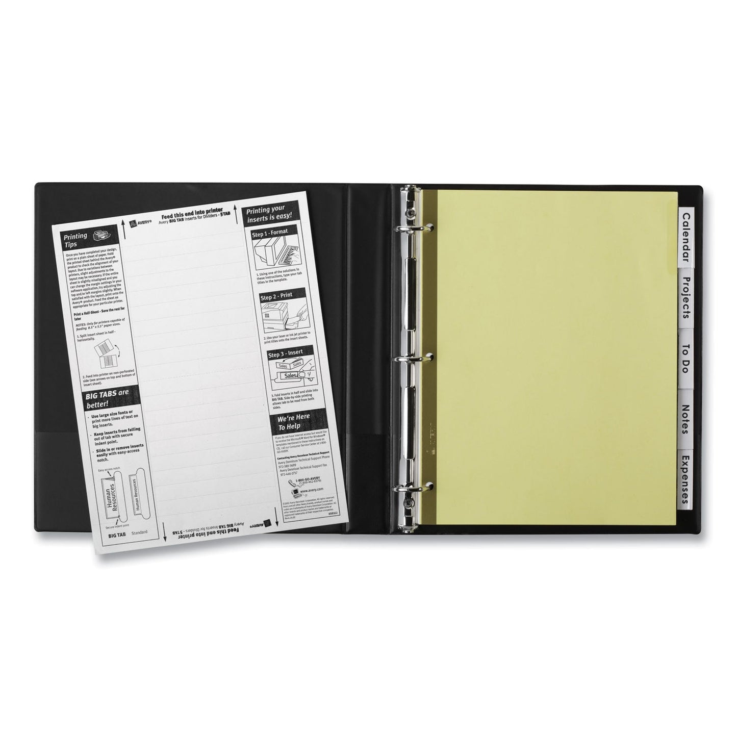 Avery Insertable Big Tab Dividers, 5-Tab, Double-Sided Gold Edge Reinforcing, 11 x 8.5, Buff, Clear Tabs, 1 Set