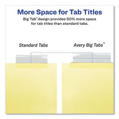Avery Insertable Big Tab Dividers, 5-Tab, Double-Sided Gold Edge Reinforcing, 11 x 8.5, Buff, Clear Tabs, 24 Sets