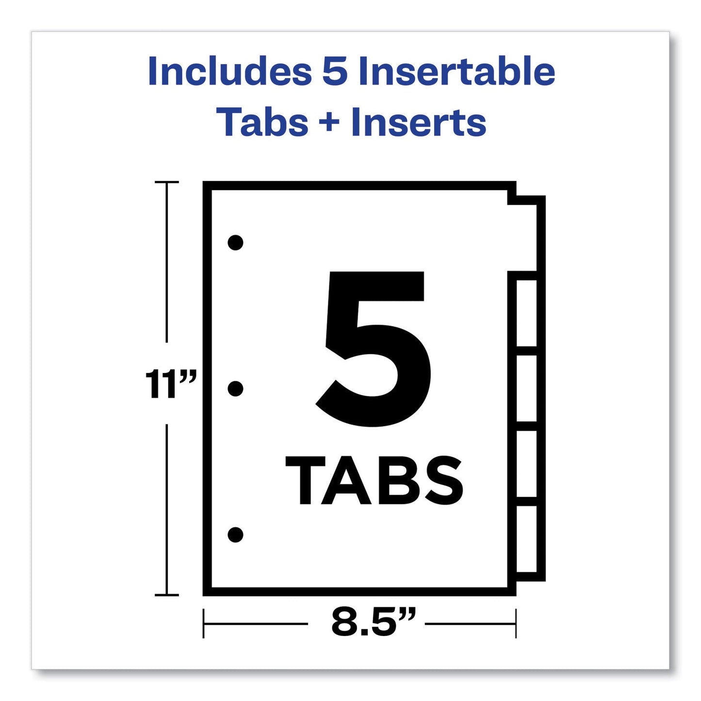 Avery Insertable Big Tab Dividers, 5-Tab, Double-Sided Gold Edge Reinforcing, 11 x 8.5, Buff, Clear Tabs, 1 Set