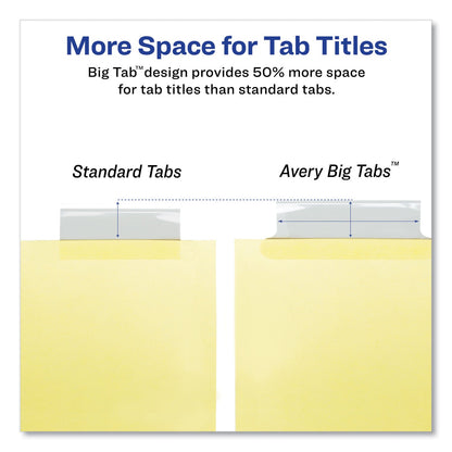 Avery Insertable Big Tab Dividers, 8-Tab, Double-Sided Gold Edge Reinforcing, 11 x 8.5, Buff, Clear Tabs, 1 Set