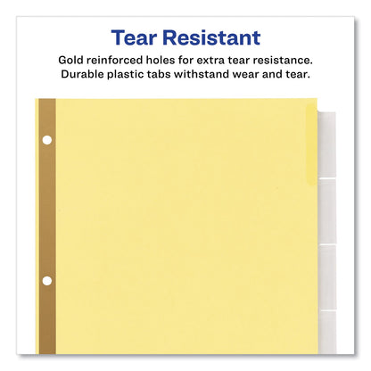 Avery Insertable Big Tab Dividers, 5-Tab, Double-Sided Gold Edge Reinforcing, 11 x 8.5, Buff, Clear Tabs, 1 Set