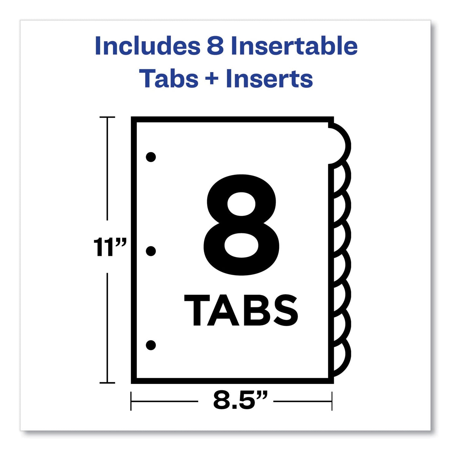 Avery Insertable Big Tab Dividers, 8-Tab, Double-Sided Gold Edge Reinforcing, 11 x 8.5, Buff, Clear Tabs, 1 Set