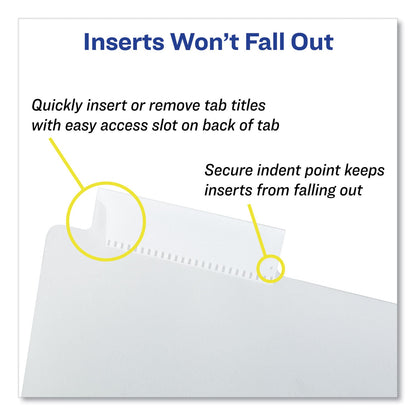 Avery Insertable Big Tab Dividers, 5-Tab, Single-Sided Copper Edge Reinforcing, 11.13 x 9.25, White, Clear Tabs, 1 Set