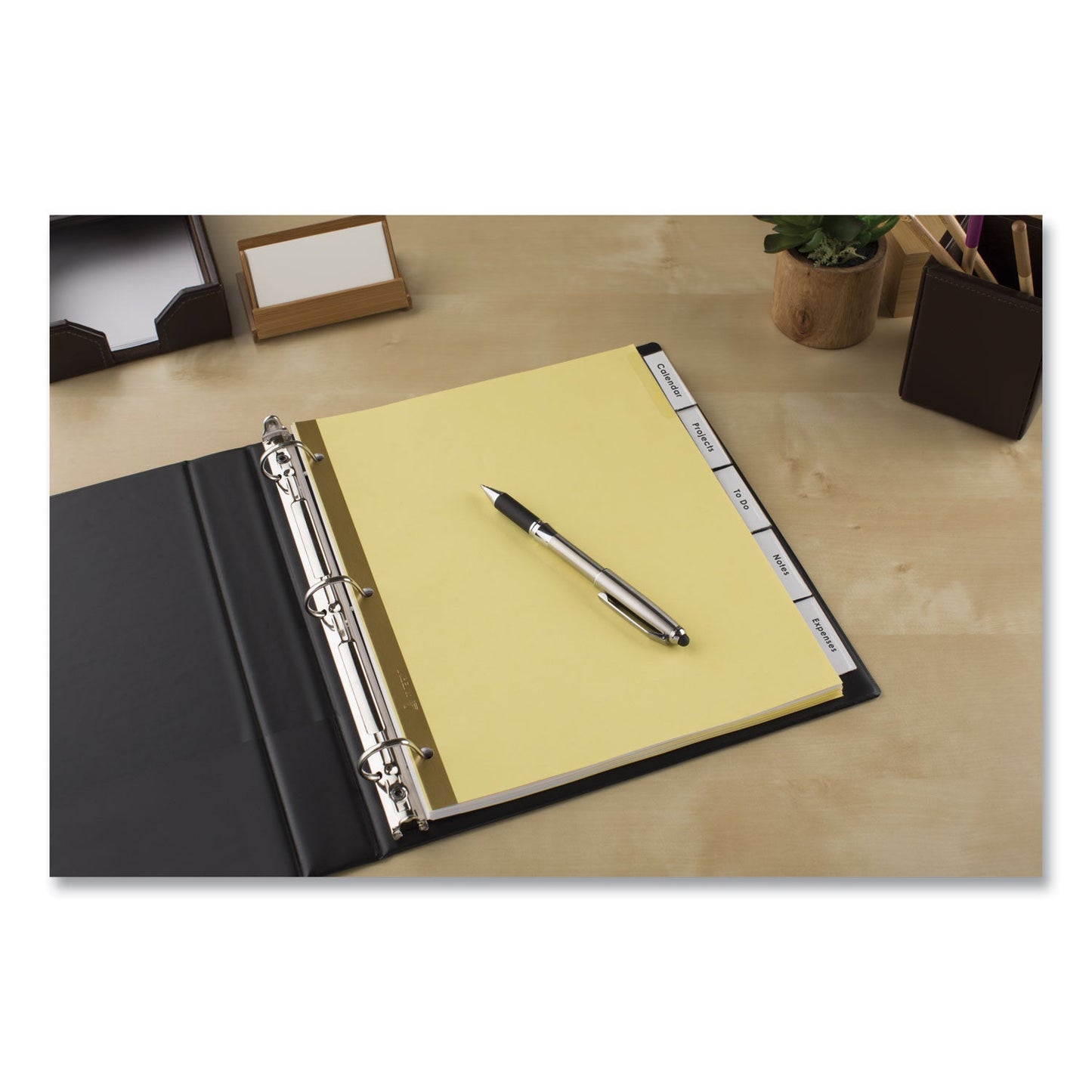 Avery Insertable Big Tab Dividers, 5-Tab, Double-Sided Gold Edge Reinforcing, 11 x 8.5, Buff, Clear Tabs, 1 Set