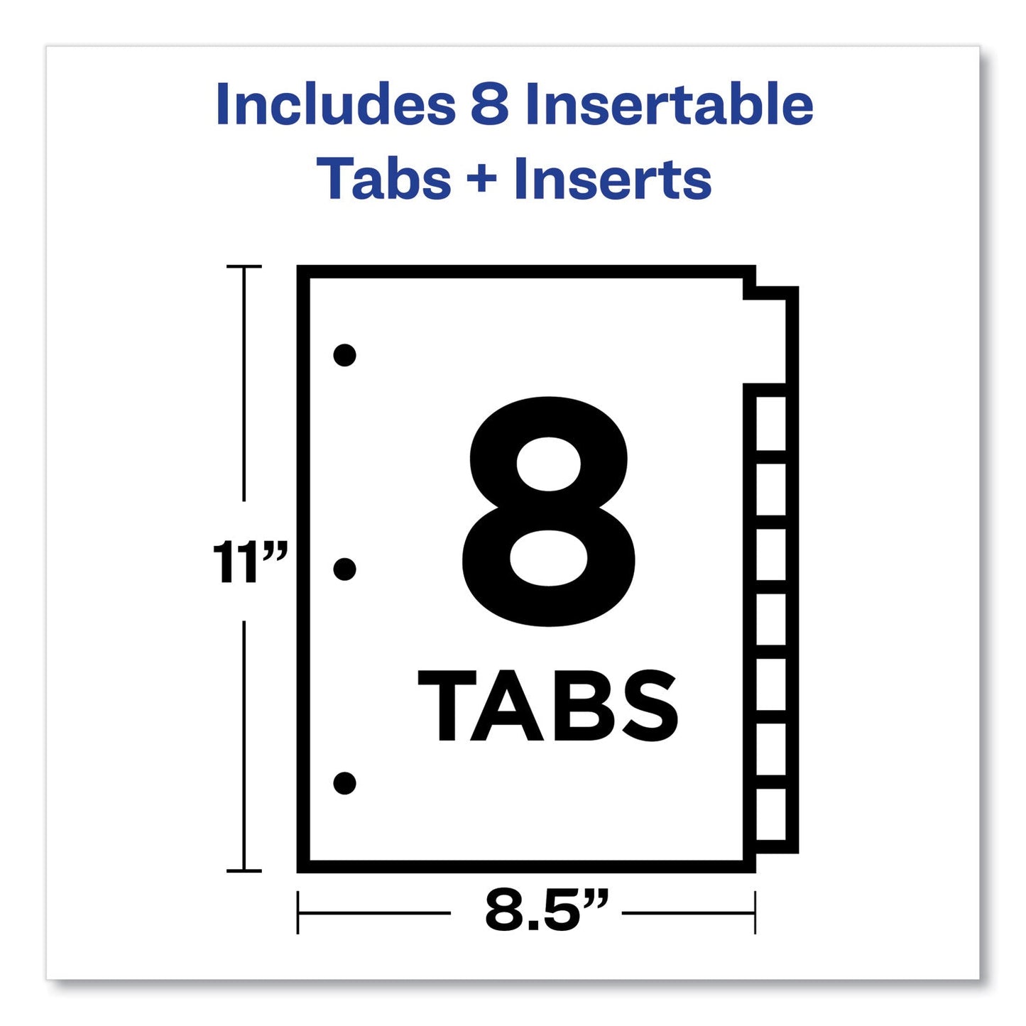 Avery Insertable Big Tab Dividers, 8-Tab, Double-Sided Gold Edge Reinforcing, 11 x 8.5, Buff, Clear Tabs, 1 Set