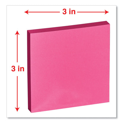 Universal Fan-Folded Self-Stick Pop-Up Note Pads, 3" x 3", Assorted Bright Colors, 100 Sheets/Pad, 12 Pads/Pack