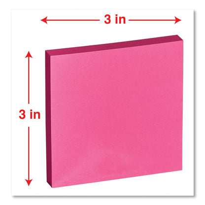 Universal Self-Stick Note Pads, 3" x 3", Assorted Bright Colors, 100 Sheets/Pad, 12 Pads/Pack