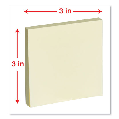 Universal Fan-Folded Self-Stick Pop-Up Note Pads, 3" x 3", Yellow, 100 Sheets/Pad, 12 Pads/Pack
