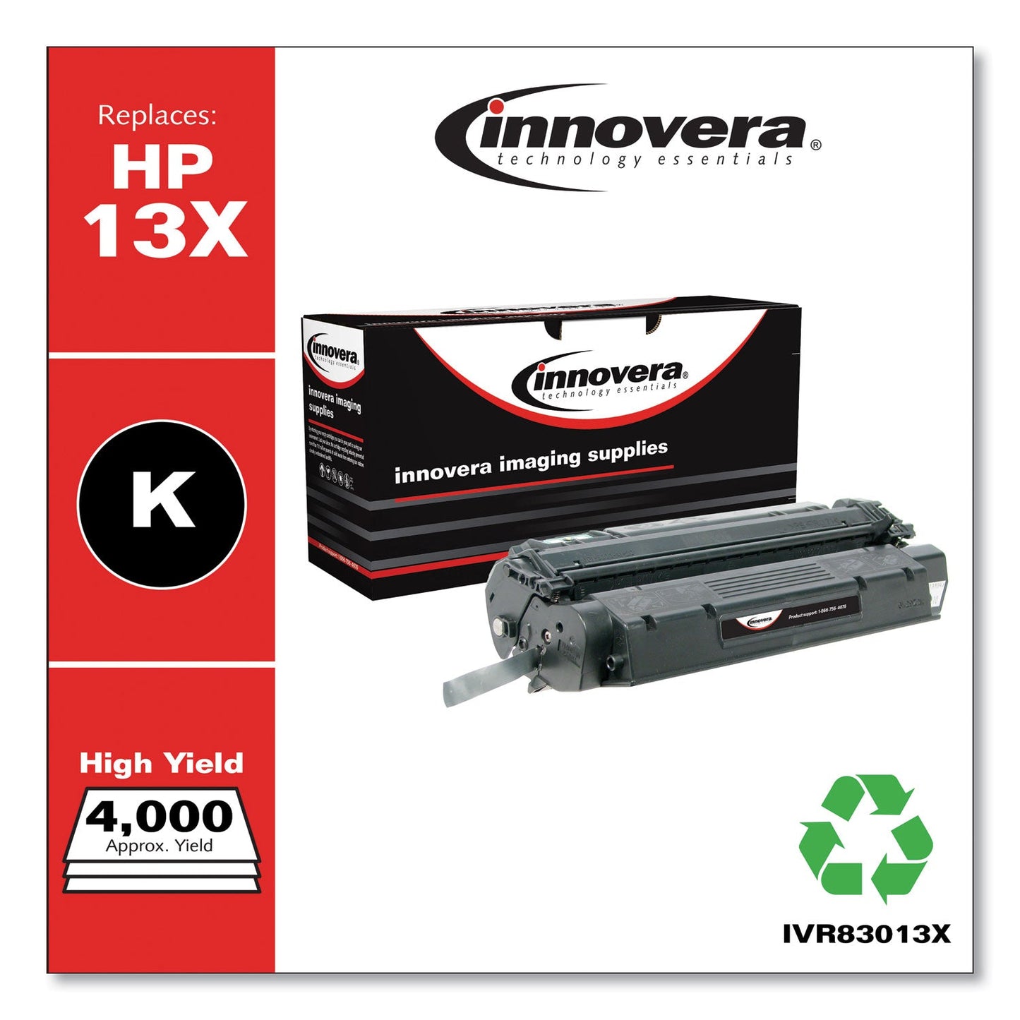 Innovera Remanufactured Black High-Yield Toner, Replacement for 13X (Q2613X), 4,000 Page-Yield