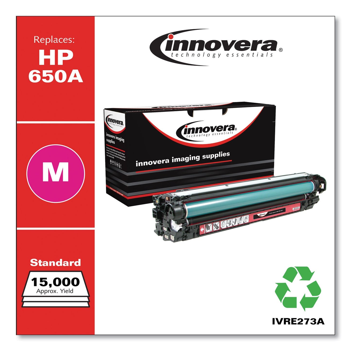 Innovera Remanufactured Magenta Toner, Replacement for 650A (CE273A), 15,000 Page-Yield