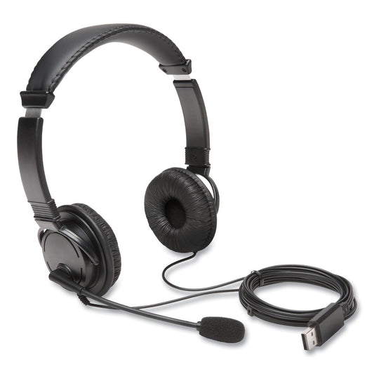 Kensington Hi-Fi Headphones with Microphone, 6 ft Cord, Black