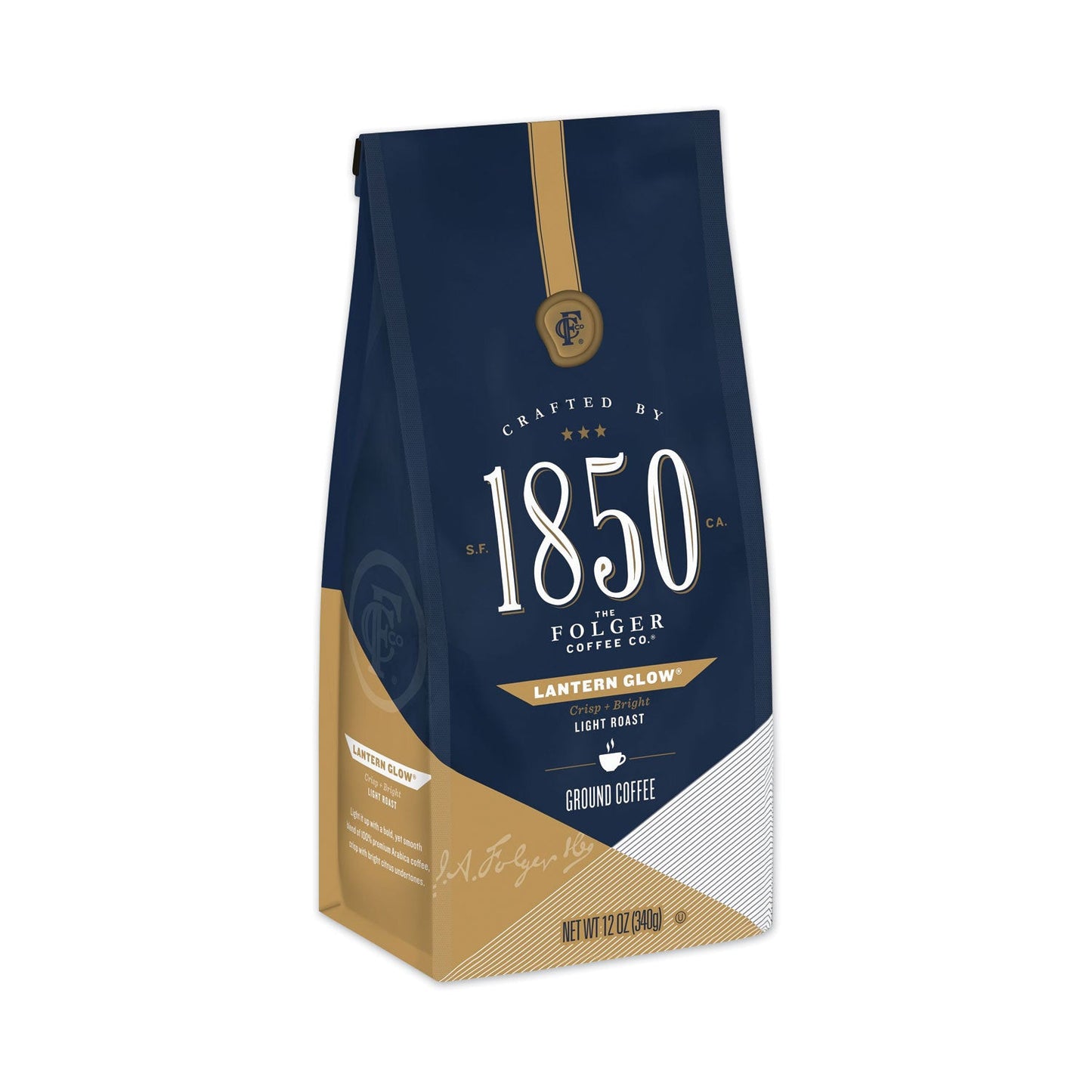1850 Coffee, Lantern Glow, Light Roast, Ground, 12 oz Bag, 6/Carton