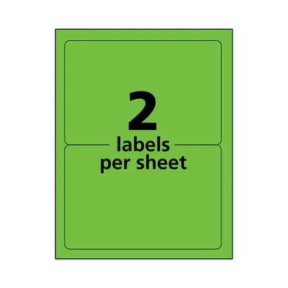 Avery High-Visibility Permanent Laser ID Labels, 5.5 x 8.5, Neon Green, 200/Box
