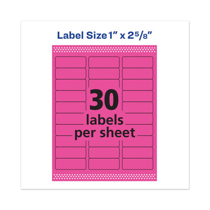 Avery High-Visibility Permanent Laser ID Labels, 1 x 2.63, Neon Magenta, 750/Pack