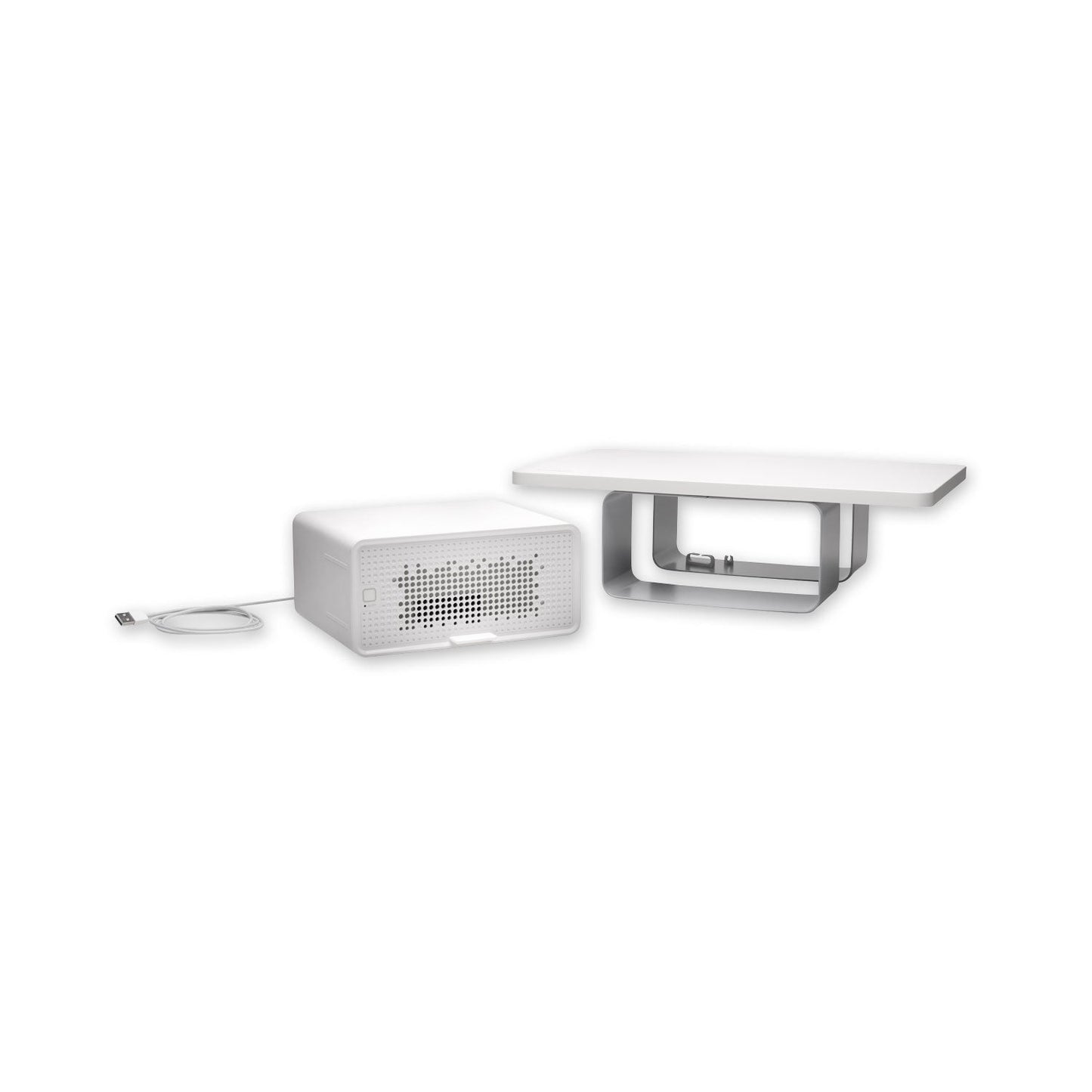 Kensington FreshView Wellness Monitor Stand with Air Purifier, For 27" Monitors, 22.5" x 11.5" x 5.4", White, Supports 200 lbs
