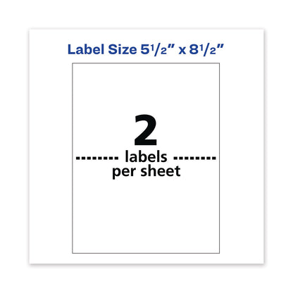 Avery Waterproof Shipping Labels with TrueBlock Technology, Laser Printers, 5.5 x 8.5, White, 2/Sheet, 500 Sheets/Box