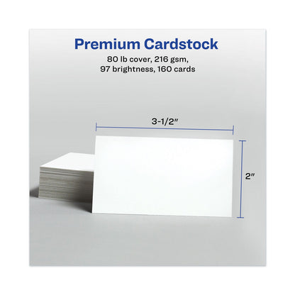 Avery Print-to-the-Edge Microperf Business Cards w/Sure Feed Technology, Color Laser, 2x3.5, White, 160 Cards, 8/Sheet,20 Sheets/PK