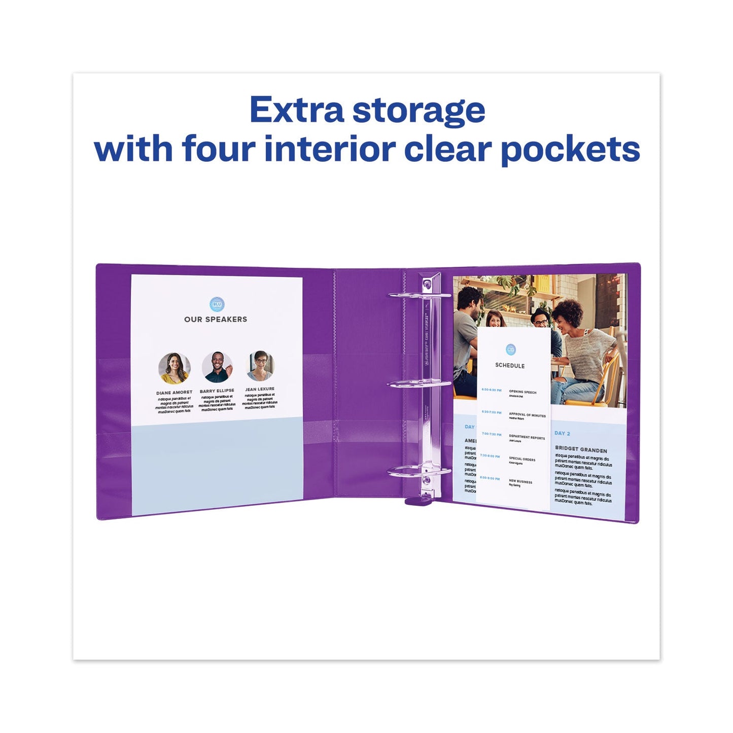 Avery Heavy-Duty View Binder with DuraHinge and Locking One Touch EZD Rings, 3 Rings, 3" Capacity, 11 x 8.5, Purple