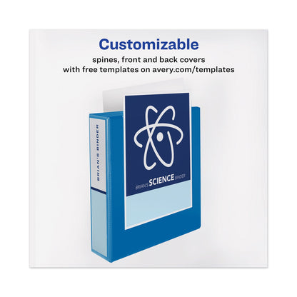 Avery Heavy-Duty View Binder with DuraHinge and One Touch EZD Rings, 3 Rings, 1.5" Capacity, 11 x 8.5, Pacific Blue