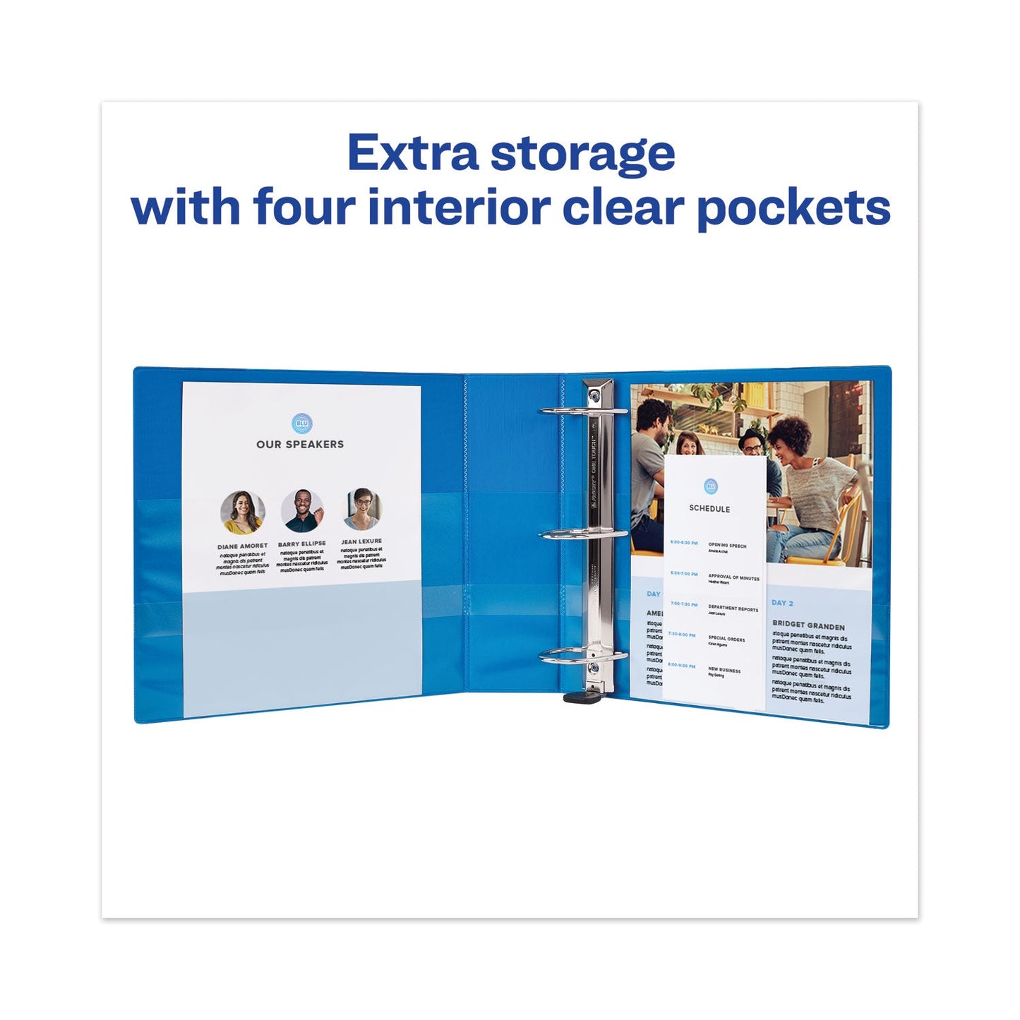 Avery Heavy-Duty View Binder with DuraHinge and Locking One Touch EZD Rings, 3 Rings, 5" Capacity, 11 x 8.5, Pacific Blue