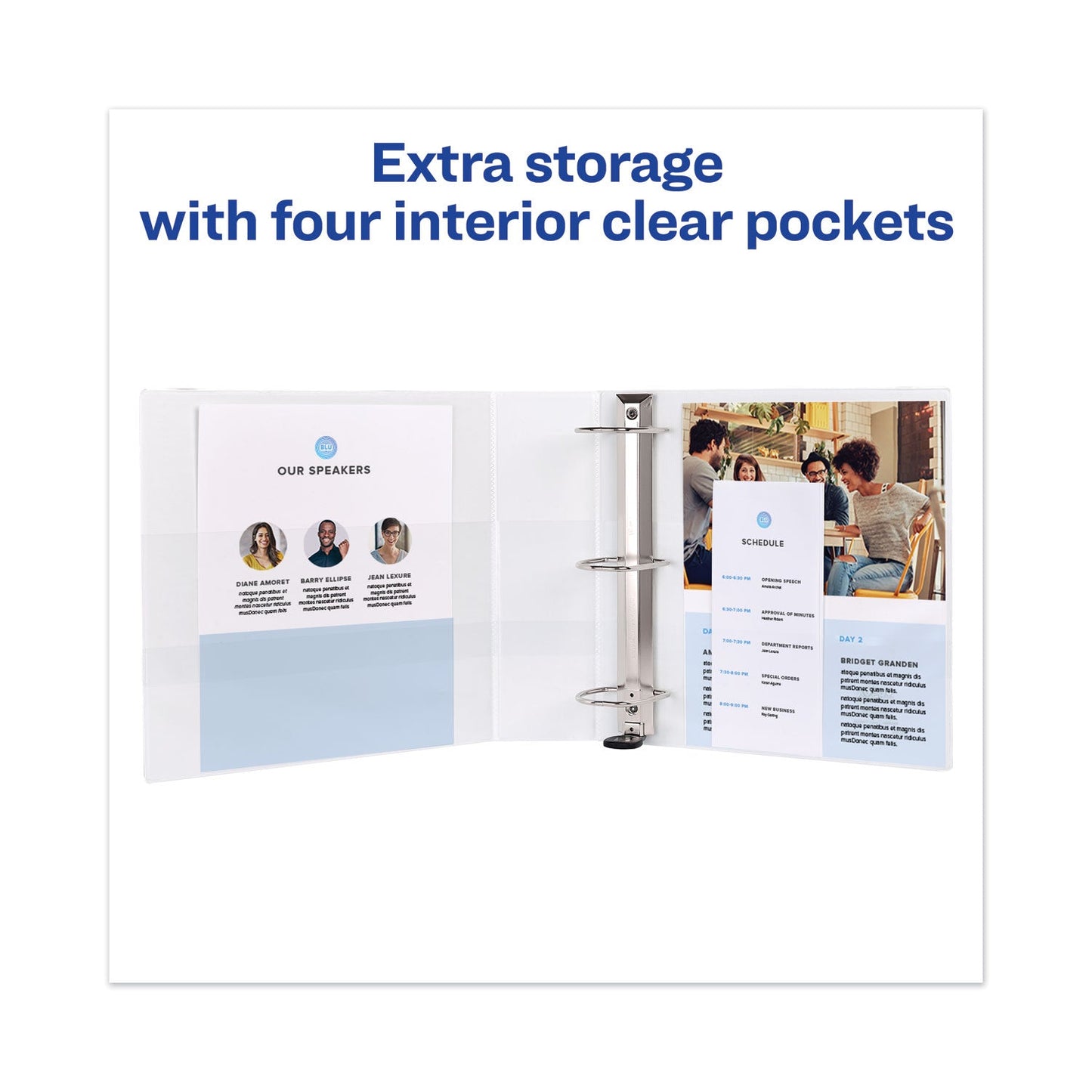 Avery Heavy-Duty View Binder with DuraHinge and Locking One Touch EZD Rings, 3 Rings, 3" Capacity, 11 x 8.5, White