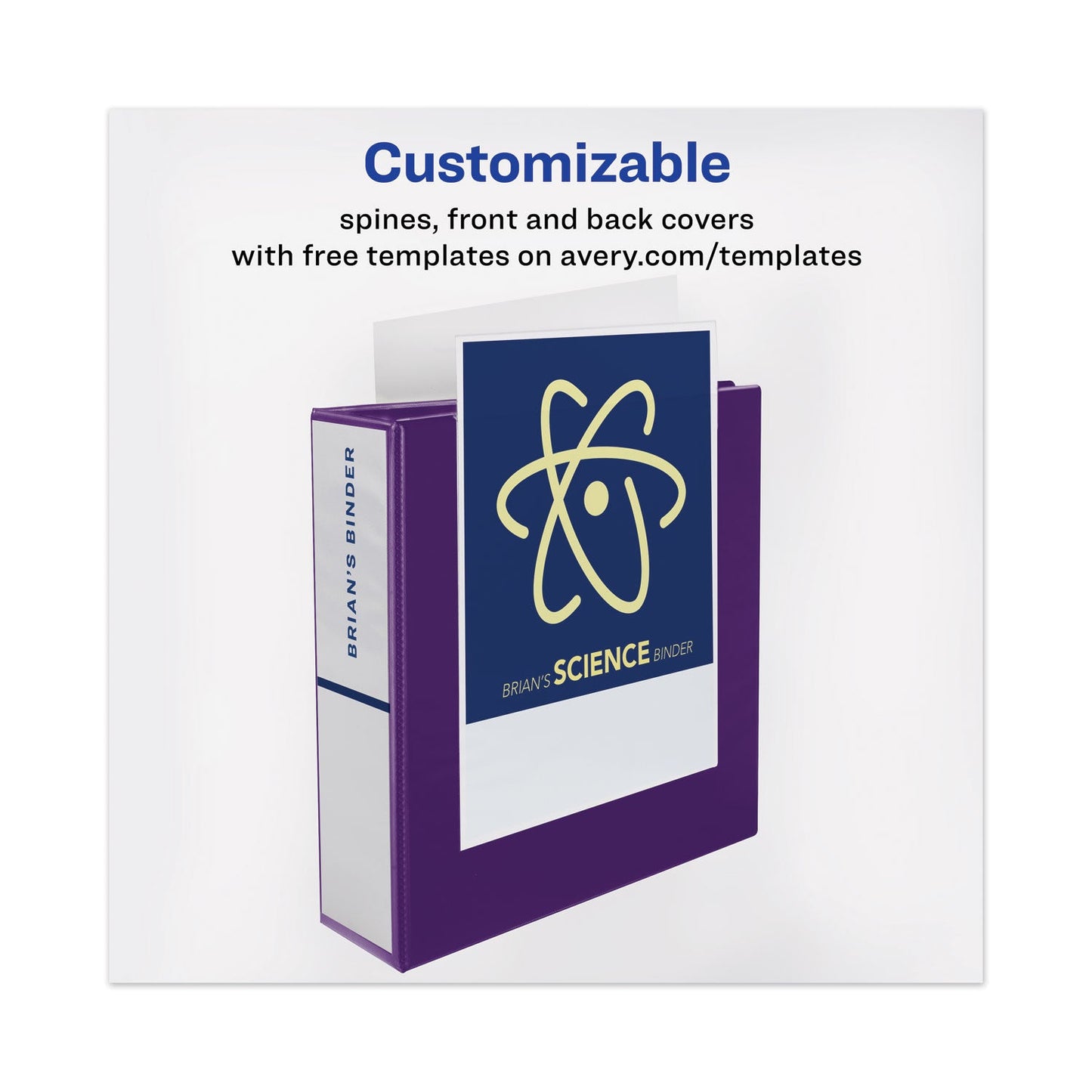 Avery Heavy-Duty View Binder with DuraHinge and Locking One Touch EZD Rings, 3 Rings, 4" Capacity, 11 x 8.5, Purple