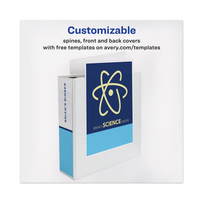 Avery Heavy-Duty View Binder with DuraHinge and Locking One Touch EZD Rings, 3 Rings, 3" Capacity, 11 x 8.5, White