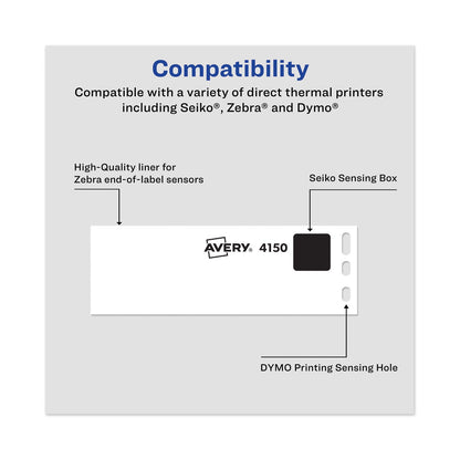 Avery Multipurpose Thermal Labels, 1.13 x 3.5, White, 130/Roll, 2 Rolls/Pack