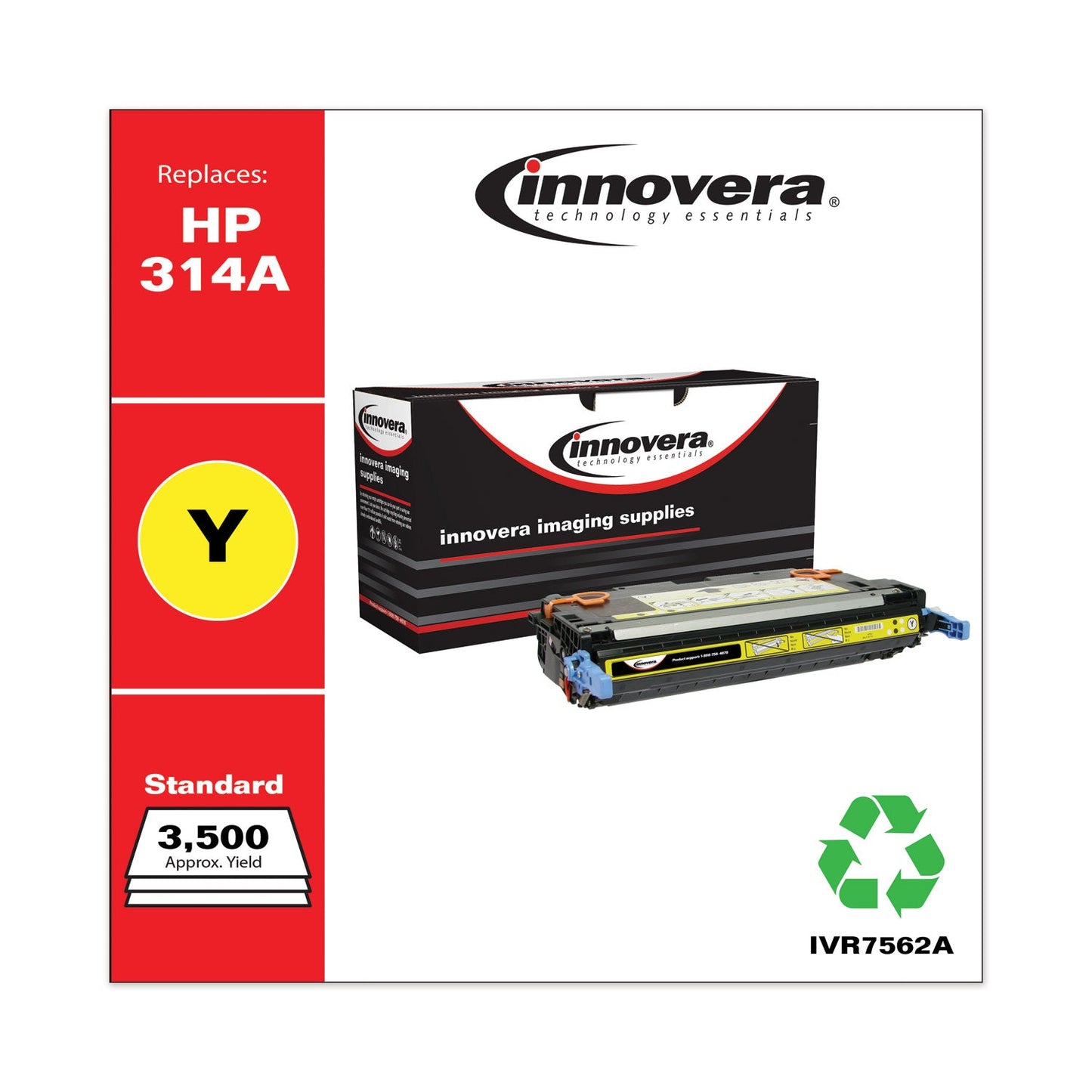 Innovera Remanufactured Yellow Toner, Replacement for 314A (Q7562A), 3,500 Page-Yield