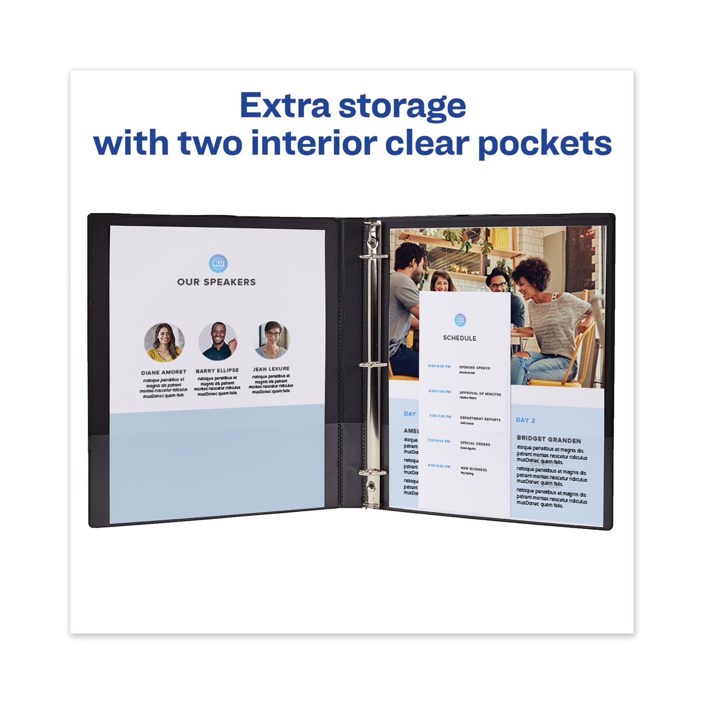 Avery Framed View Heavy-Duty Binders, 3 Rings, 1.5" Capacity, 11 x 8.5, Navy Blue