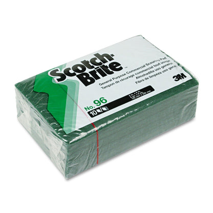Scotch-Brite Commercial Scouring Pad 96, 6 x 9, Green, 10/Pack