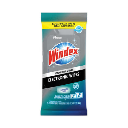 Windex Electronics Cleaner, 7 x 10, Neutral Scent, 25/Pack, 12 Packs/Carton