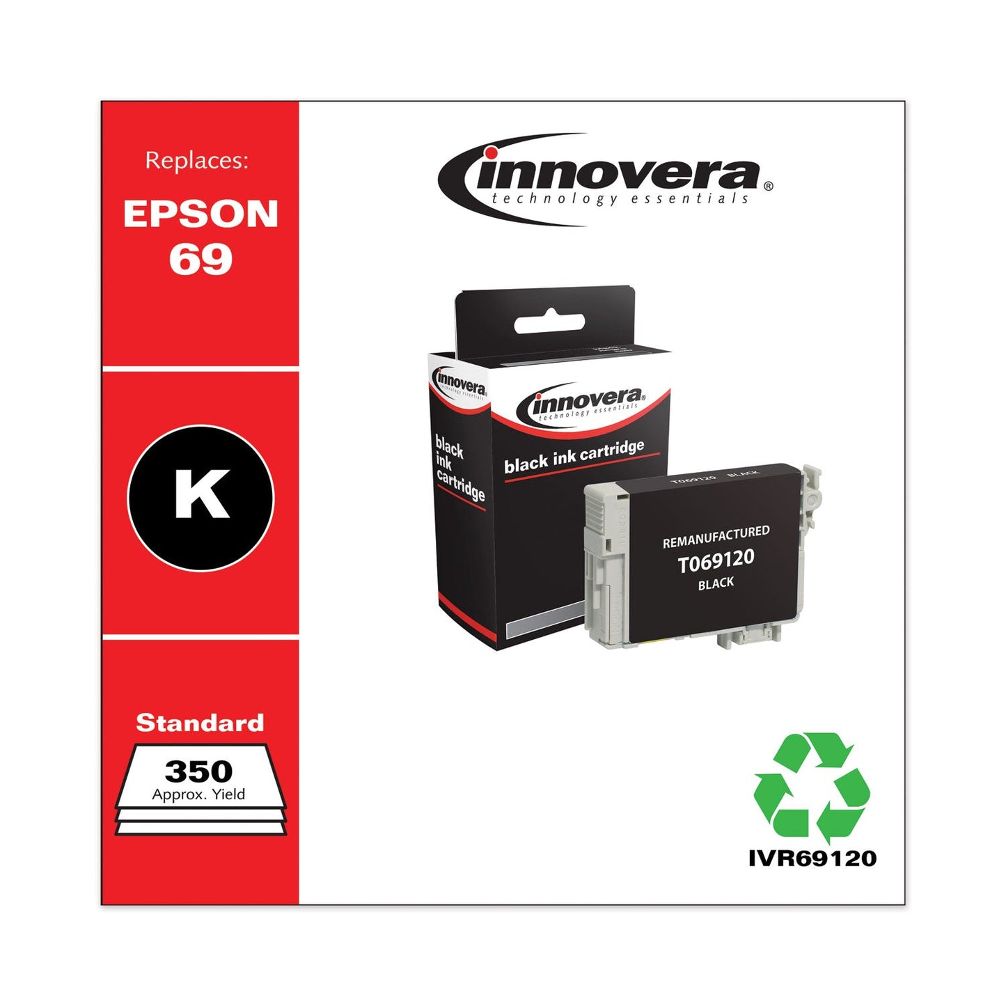 Innovera Remanufactured Black Ink, Replacement for 69 (T069120), 465 Page-Yield