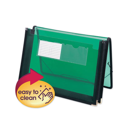 Smead Poly Wallets, 2.25" Expansion, 1 Section, Elastic Cord Closure, Letter Size, Translucent Green