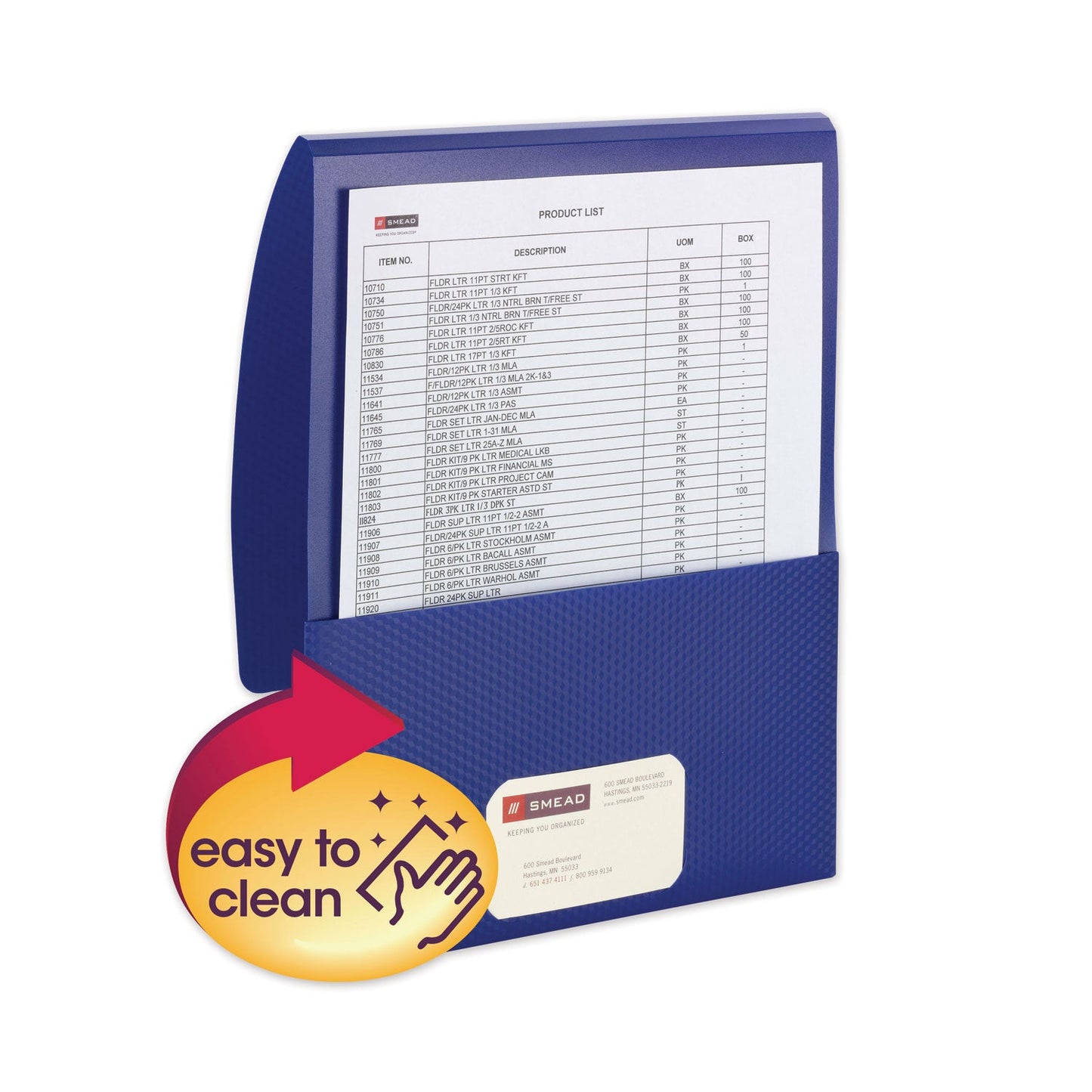 Smead Organized Up Poly Stackit Folders, 11 x 8.5, Dark Blue/Dark Blue, 5/Pack