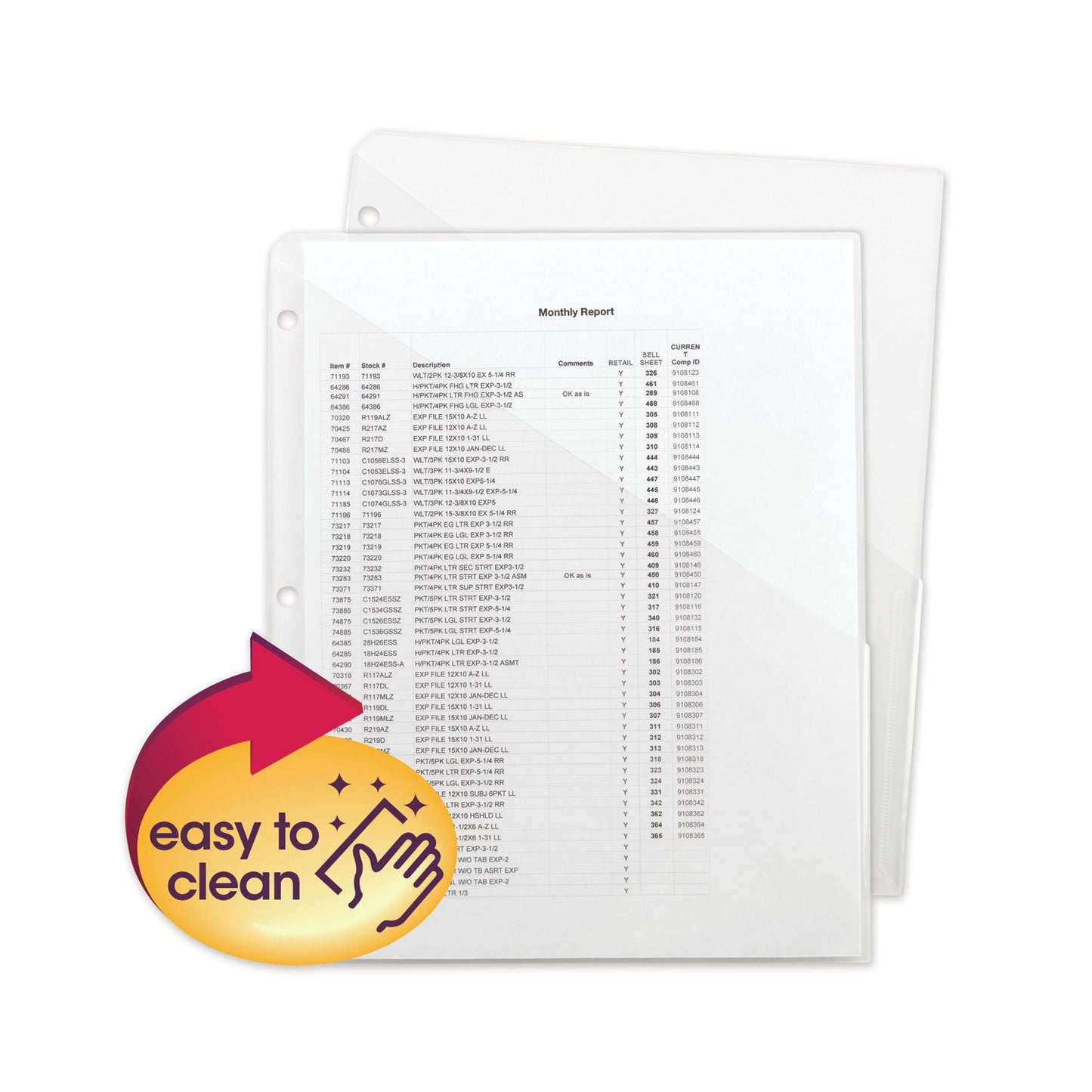 Smead Organized Up Poly Slash Jackets, 2-Sections, Letter Size, Clear, 5/Pack