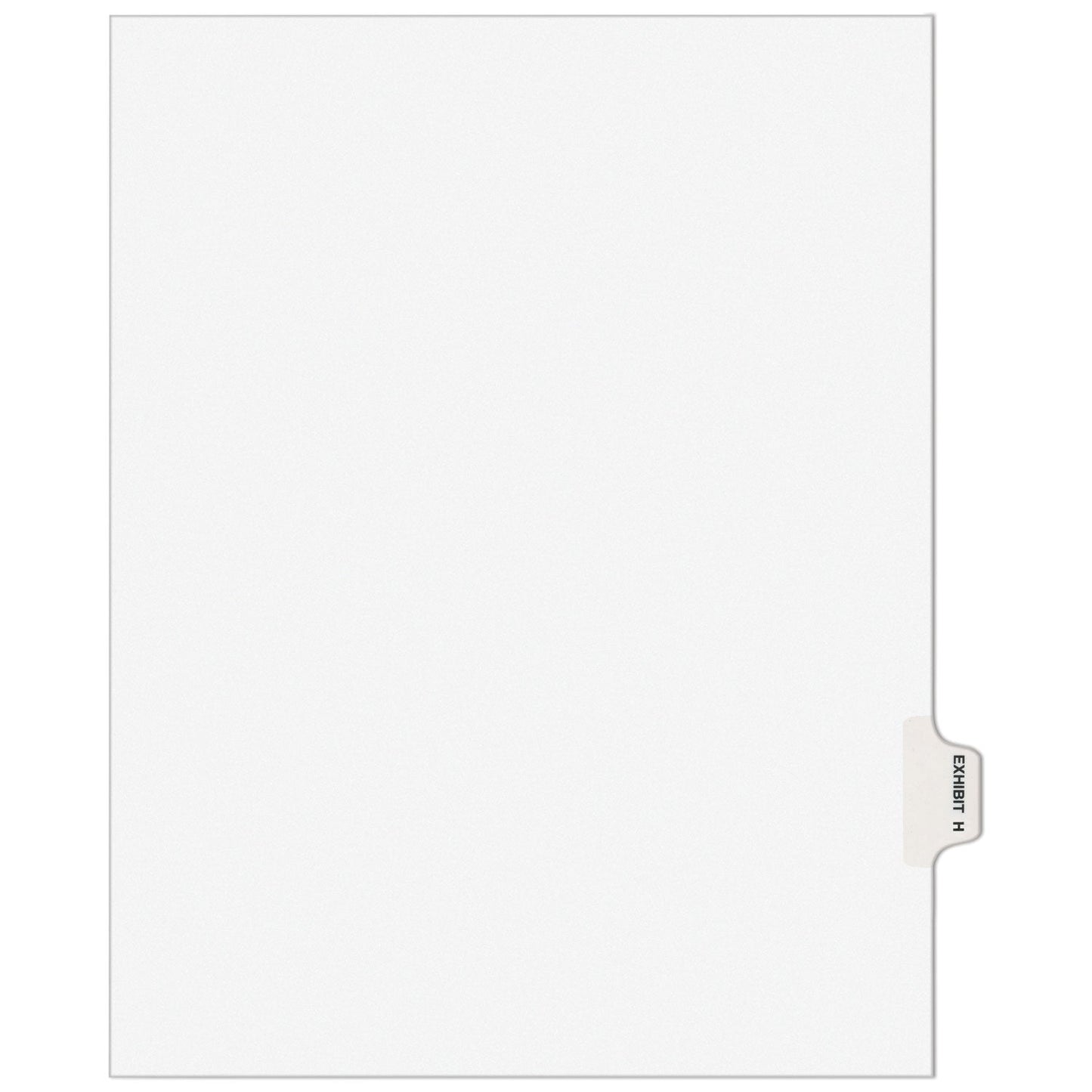 Avery-Style Preprinted Legal Side Tab Divider, 26-Tab, Exhibit H, 11 x 8.5, White, 25/Pack, (1378)
