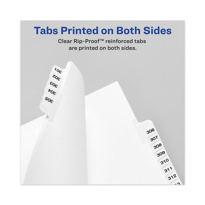 Avery-Style Preprinted Legal Bottom Tab Divider, 26-Tab, Exhibit F, 11 x 8.5, White, 25/PK
