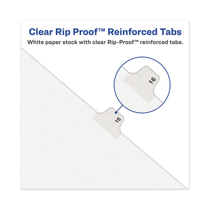 Avery-Style Preprinted Legal Bottom Tab Dividers, 26-Tab, Exhibit V, 11 x 8.5, White, 25/Pack
