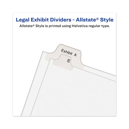 Avery-Style Preprinted Legal Bottom Tab Divider, 26-Tab, Exhibit B, 11 x 8.5, White, 25/PK
