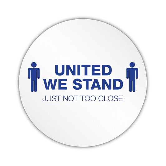 deflecto Personal Spacing Discs, United We Stand, 20" dia, White/Blue, 50/Carton