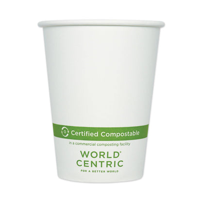 World Centric Paper Hot Cups, 12 oz, White, 1,000/Carton