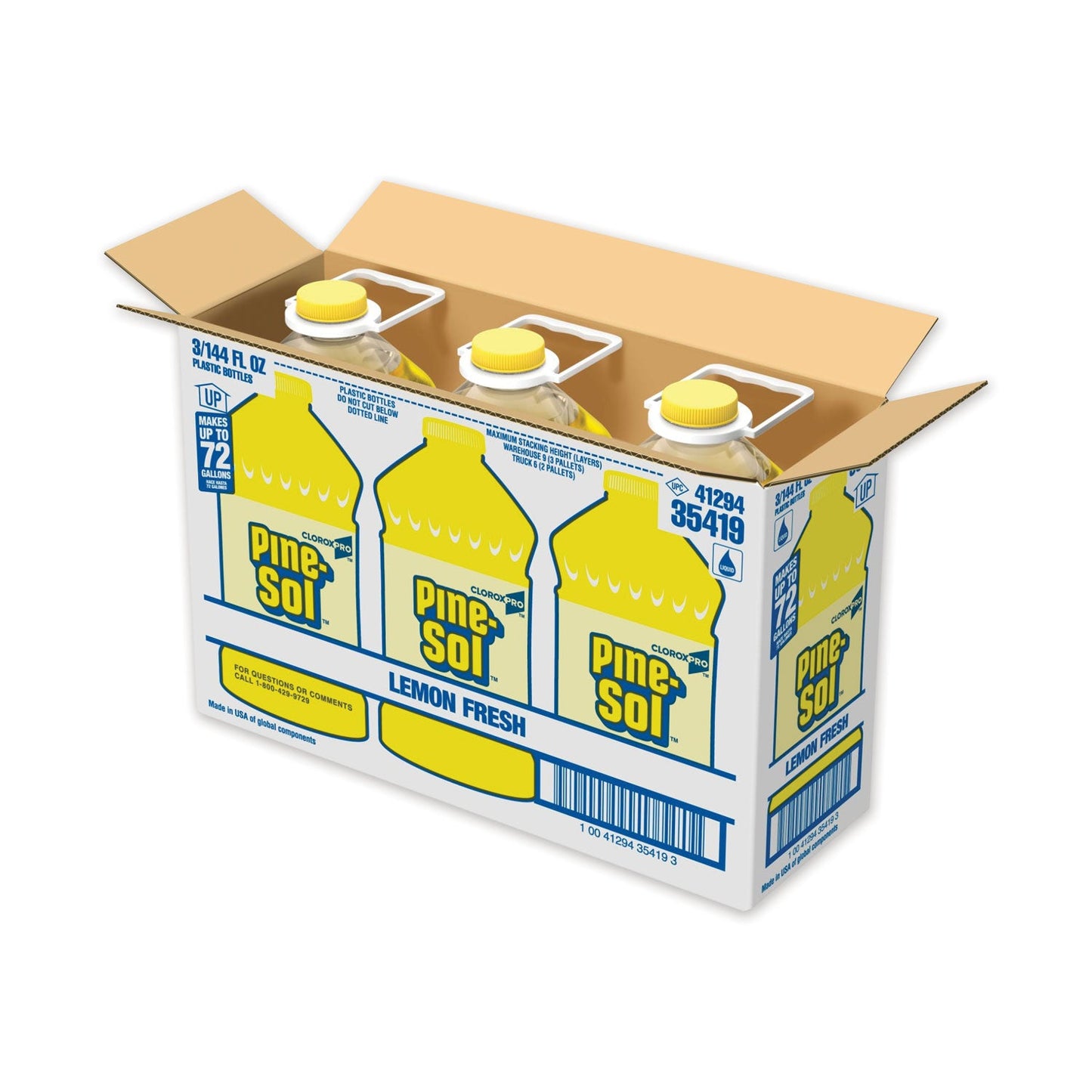 Pine-Sol All Purpose Cleaner, Lemon Fresh, 144 oz Bottle, 3/Carton
