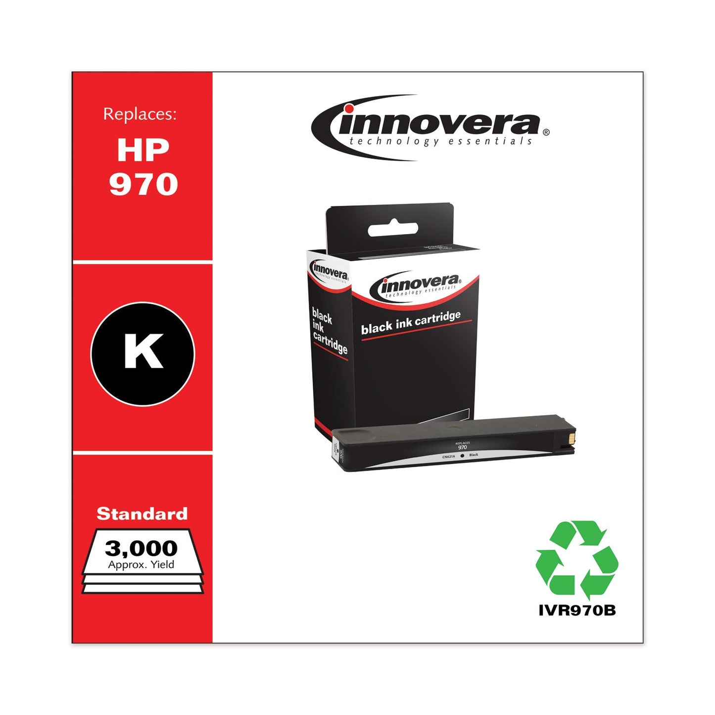 Innovera Remanufactured Black Ink, Replacement for 970 (CN621AM), 3,000 Page-Yield