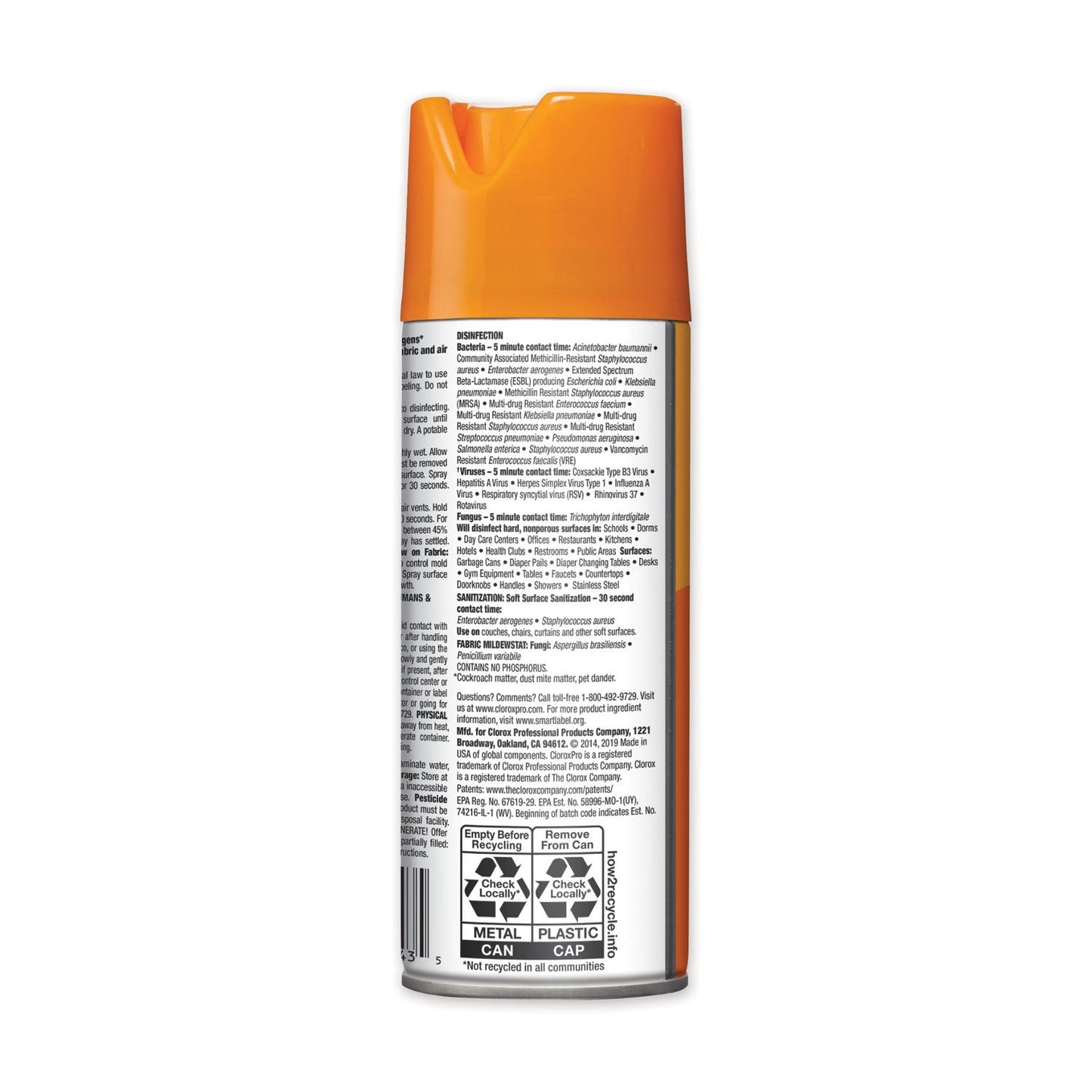 Clorox 4-in-One Disinfectant and Sanitizer, Citrus, 14 oz Aerosol Spray