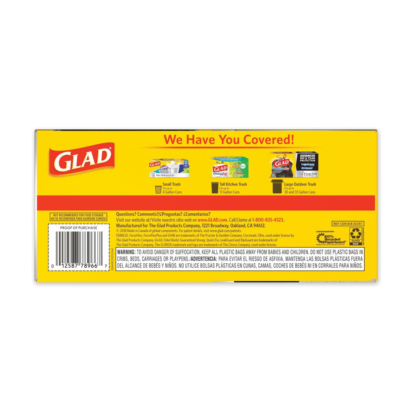 Glad Drawstring Large Trash Bags, 30 gal, 1.05 mil, 30" x 33", Black, 90/Carton