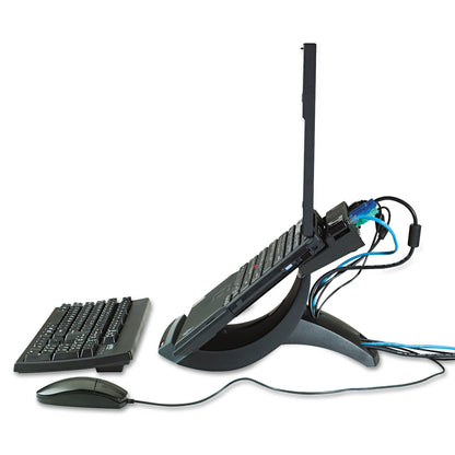 3M Vertical Notebook Computer Riser with Cable Management, 9" x 12" x 6.5" to 9.5", Black/Charcoal Gray, Supports 20 lbs