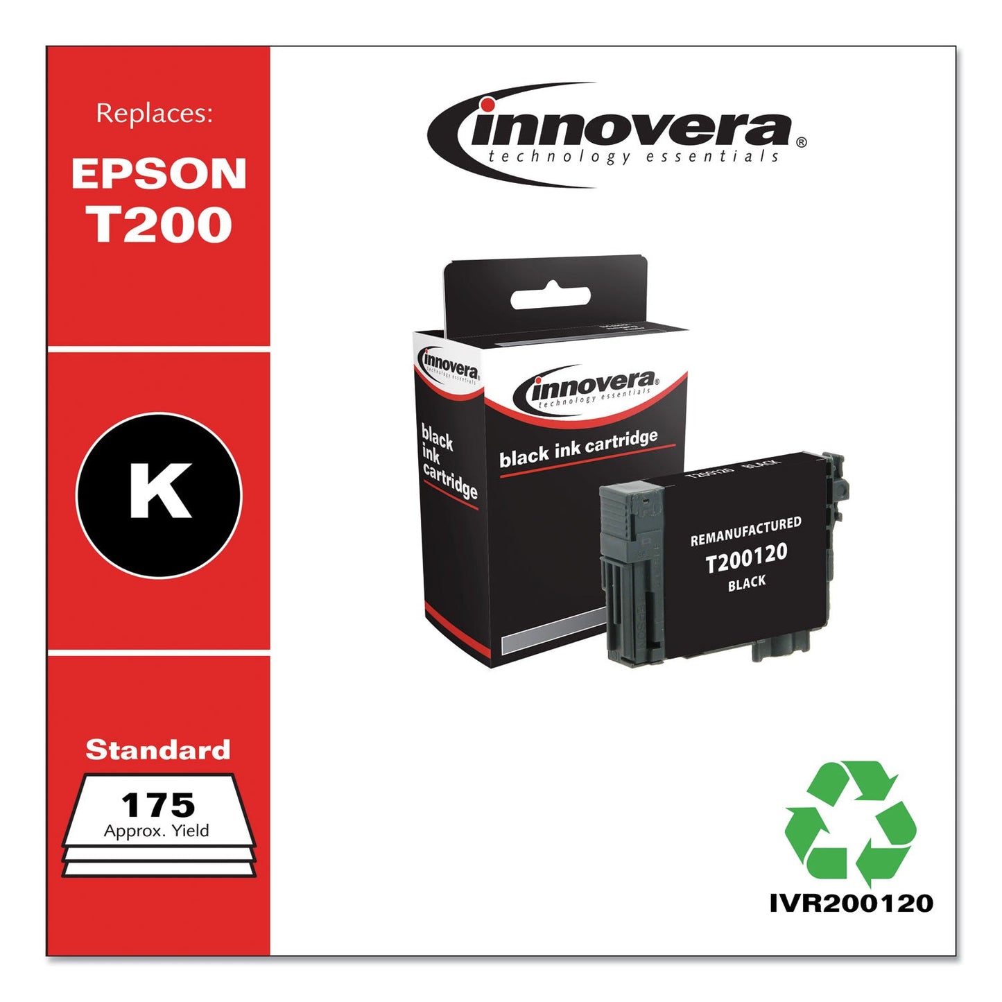 Innovera Remanufactured Black Ink, Replacement for T200 (T200120), 175 Page-Yield