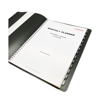 Universal Monthly Planner, 11 x 8, Black Cover, 14-Month, Dec 2022 through Jan 2024